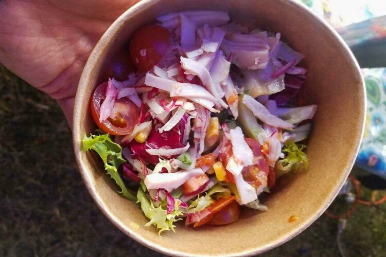 Salad made at the World Central Kitchen