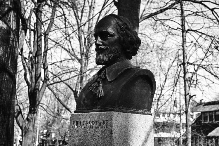 <span class="content-image-text">The Bust of the Bard, in 1953 this bronze bust by Cleveland sculptor Frank Jirouch replaced the original limestone bust crafted by Joseph Motto and Stephen Rebeck in 1916.</span>