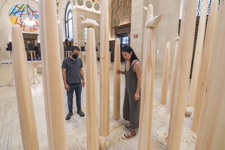Andrea Carlson’s “Never-Ending Monument at the Cleveland Public Library.