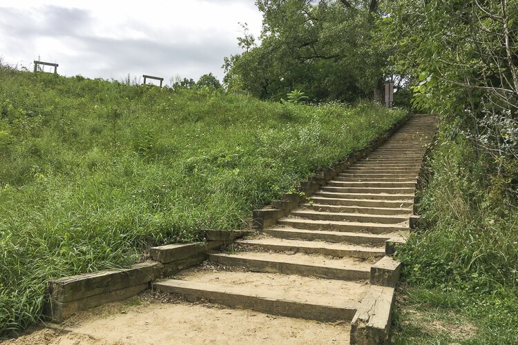 Stairs to swimming area, Hinckley Lake.