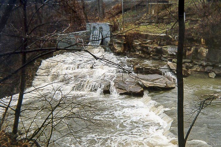 Combined sewer overflow at an outfall at the top of Mill Creek Falls