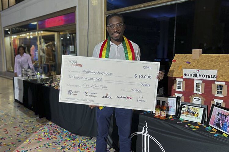 Owner Nana Kwamena Tak Micah Specialty Foods, a manufacturer of authentic Ghanaian/African spices, sauces and beverages, was one of three second-place winners of season five of Cleveland Chain Reactionyi-Micah of