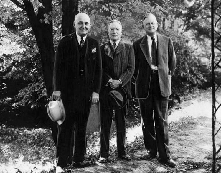 James C. Jones, John D. Rockefeller Jr., and Jay Downer in Forest Hill Park in East Cleveland, Ohio in 1938.