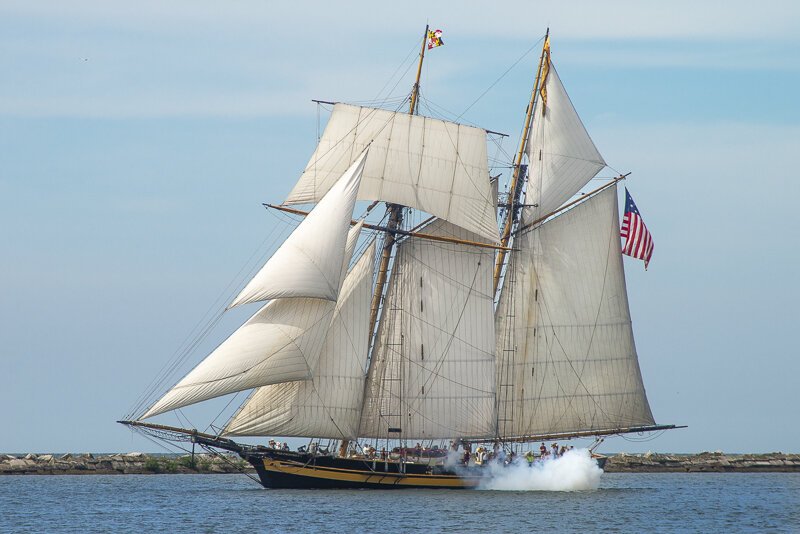 The Pride of Baltimore II a reproduction of a typical early 19th-century "Baltimore clipper" topsail schooner