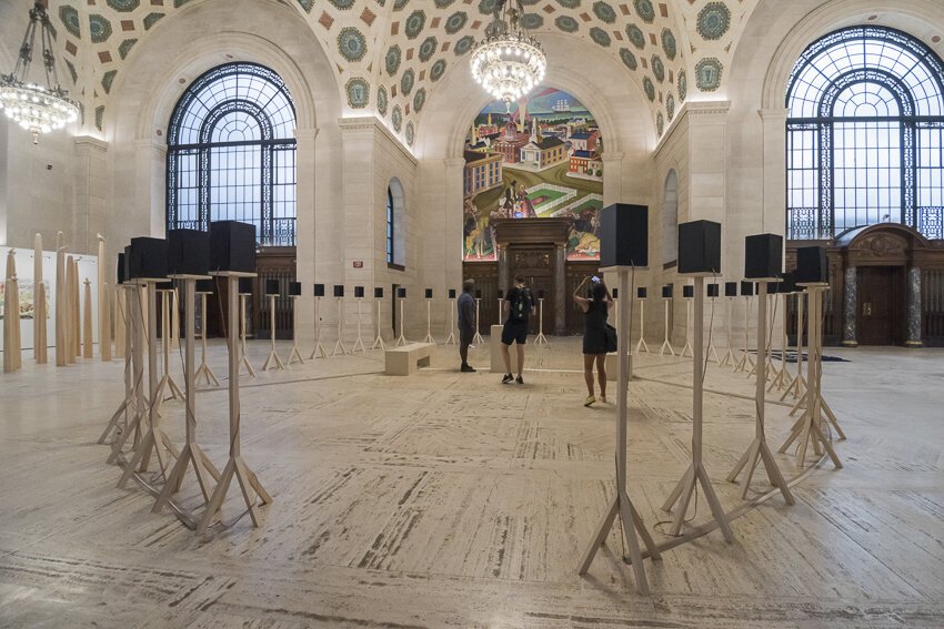 Cleveland Public Library main branch encompasses Brett Hall, where Andrea Carlson, Jace Clayton, and Paul O’Keeffe present work.