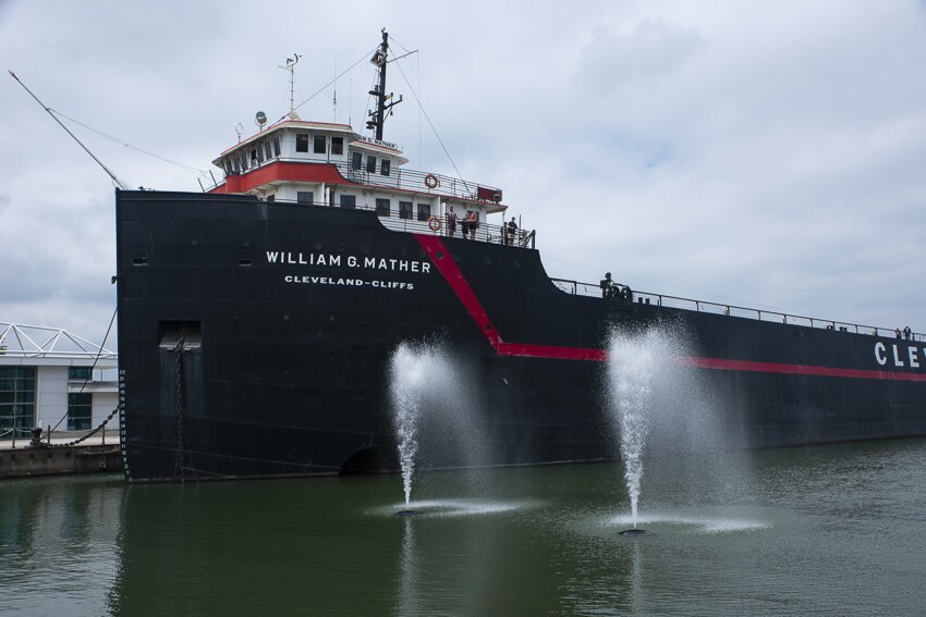 Fountain installation at North Coast Harbor by London-based collective Cooking Sections that looks at Ohio’s environmental futures through the current metabolic condition of Lake Erie and its surroundings.