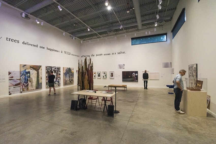 FRONT PNC Exhibition Hub at Transformer Station features an intergenerational group show by artists Sarah Oppenheimer and Tony Cokes that blends their distinct approaches to interactive architecture and moving images.