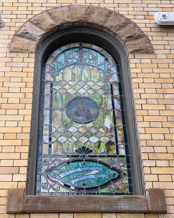 Stained glass on the former Holy Ghost Byzantine Catholic Church, now The Elliot
