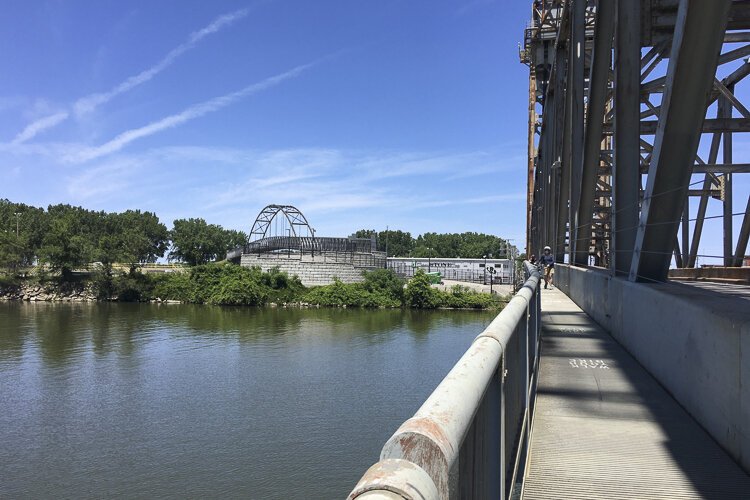 <span class="content-image-text">Long view of Wendy's Way pedestrian bridge from the Willow Avenue Bridge.</span>