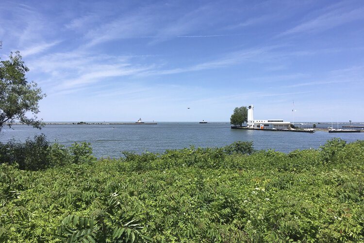 View of the lake and the old Coast Guard Station from Wendy Park.