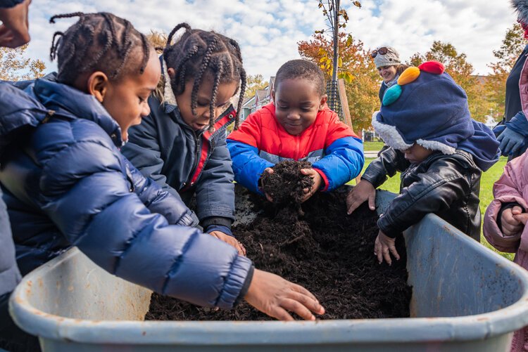 A recent Holden Forest & Garden tree planting in East Cleveland for the Cuyahoga Metropolitan Housing Authority