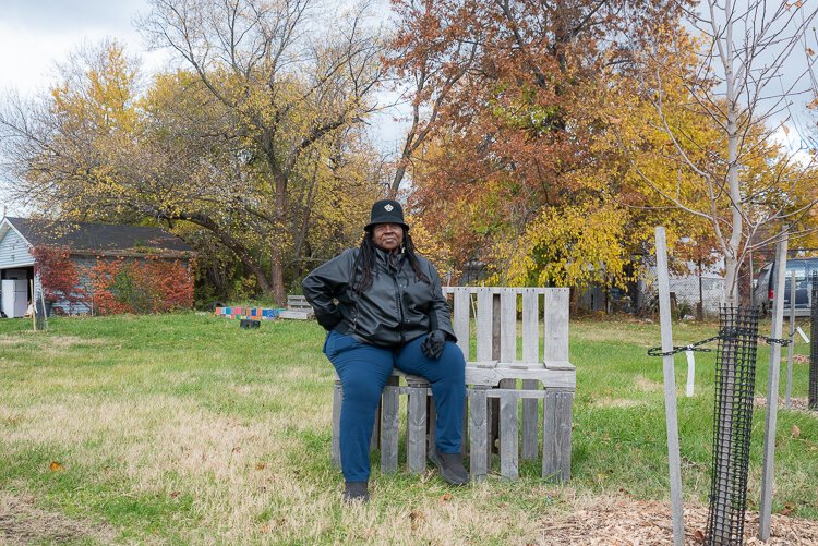 <span class="content-image-text">Gwen Garth at the garden on 36th and Central in the Central neighborhood</span>