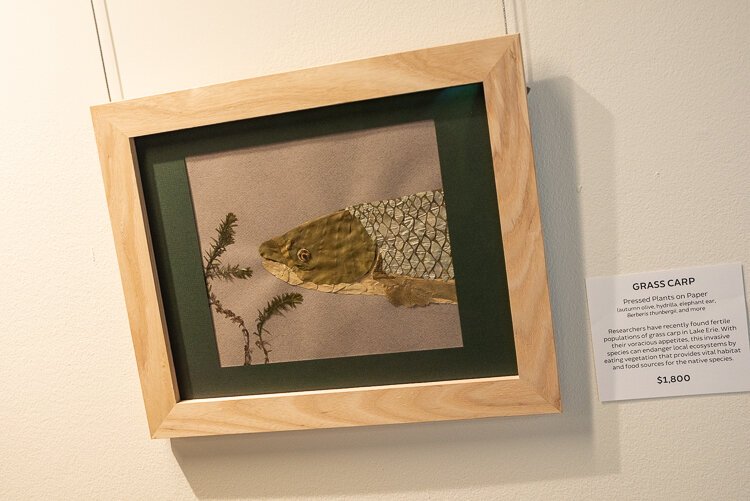 Cleveland artist Emily Katzin’s works—which feature collages using leaves and other plant-based materials to create insects and animals.