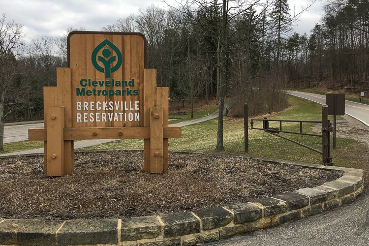 Main entrance to the Metroparks' Brecksville Reservation, 9000 Chippewa Road (Route 82).