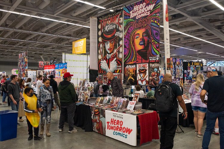 Hero Tomorrow Comics booth with president Ted Sikora a Cleveland/Akron based comic book writer and filmmaker