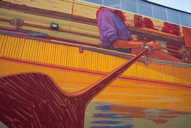 Pat Perry’s finished mural detail at The Foundry