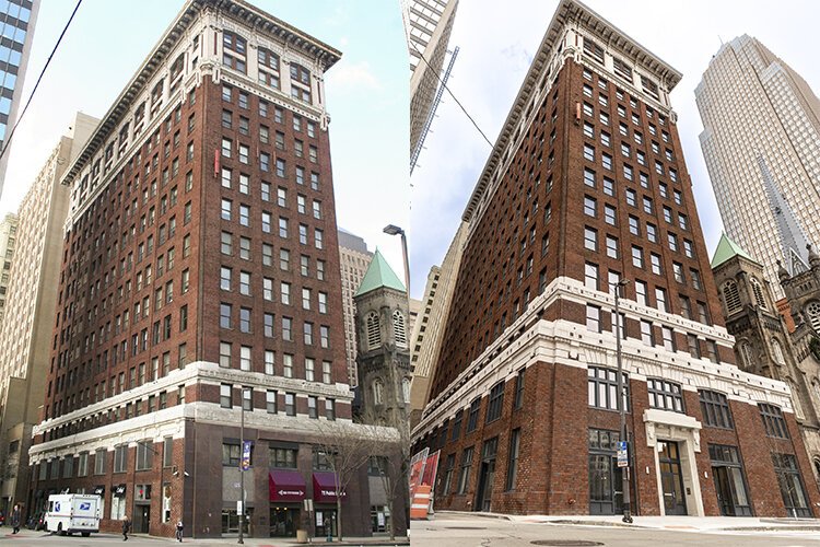 75 Public Square exterior before and after