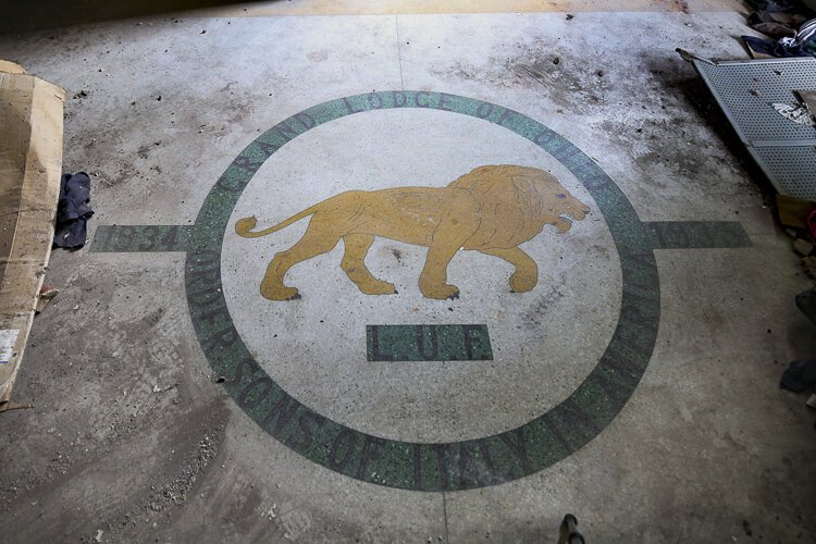 Tile floor from when the house became Fraternal Lodge of Ohio, order Sons of Italy in 1935