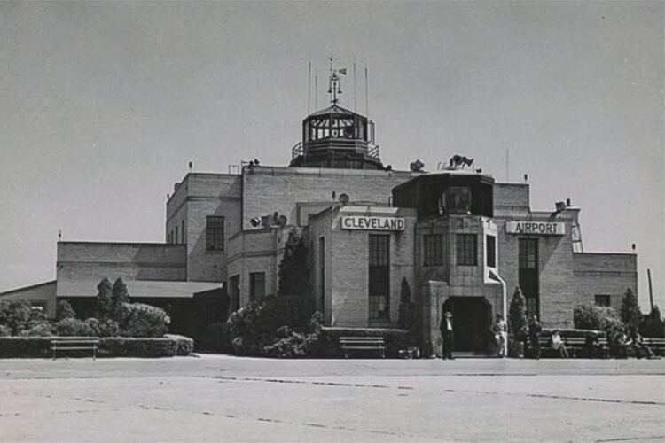 Exterior view of the 1930s Cleveland Municipal Airport building