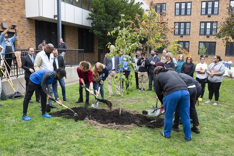 Jesse Owens  tree sampling planting at James Ford Rhodes High School