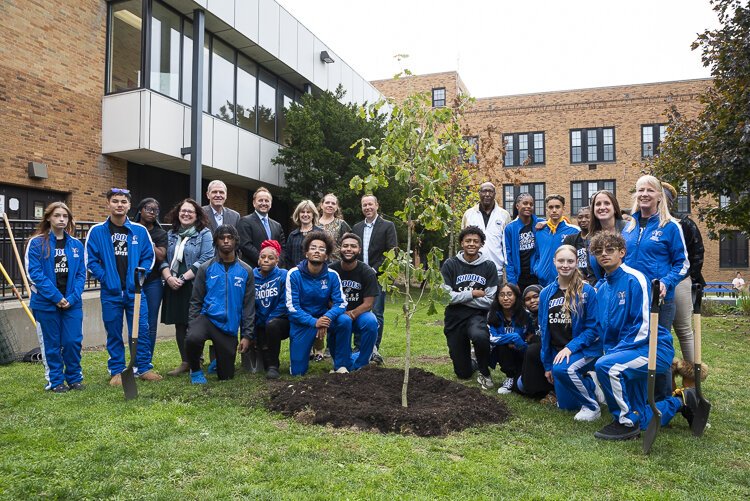 A propagated sapling planted by Holden Forests & Gardens’ Tree Corps at James Ford Rhodes High School where Jesse Owens practiced track and field and where the original tree was planted.