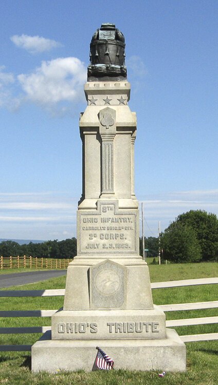 <span class="content-image-text">The monument at Gettysburg to the 8th Ohio Volunteer Infantry Regiment is on the south edge of Gettysburg on Steinwehr Avenue.</span>