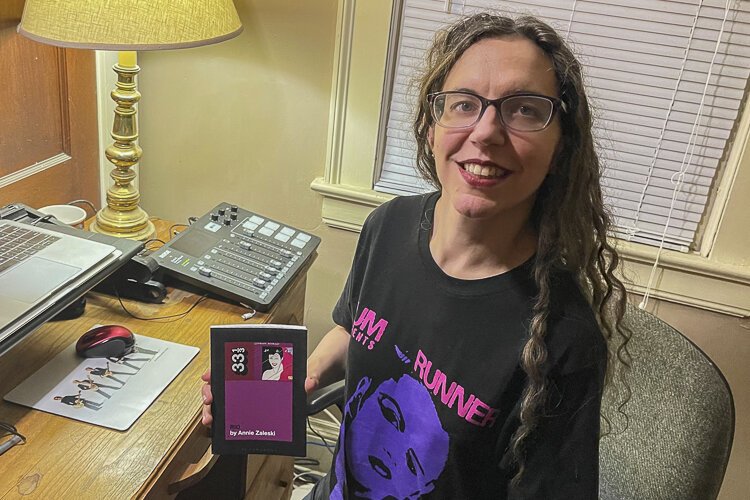 Annie with her book "Rio" about Duran Duran