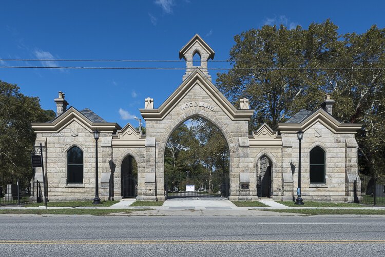 Woodland Cemetery entrance after reconstruction