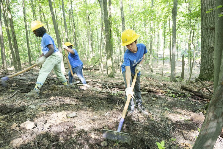 SCA Cleveland Metroparks Trail Corps program team members, high school students who build and preserve trails.