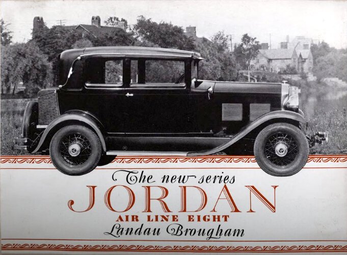 Color advertisement for the Jordan Air Line Eight Landau Brougham - ca. 1928