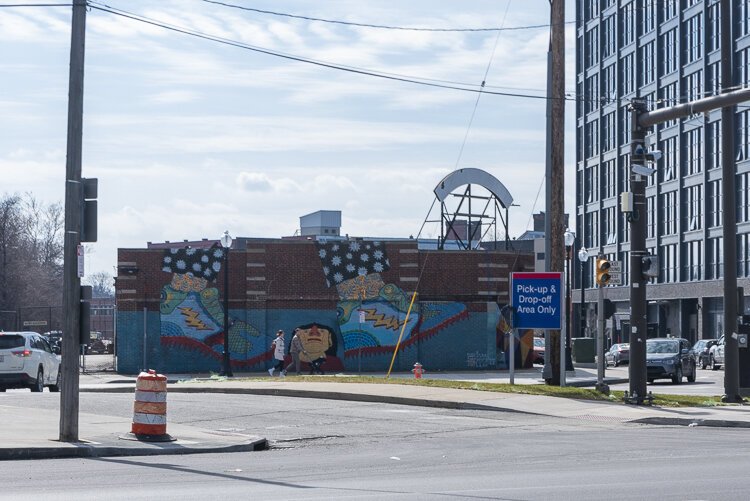 With new construction finished the orb sculpture has vanished