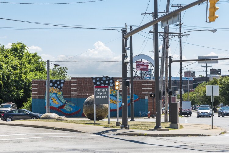 "They Have Landed" orb sculpture as it was in 2017