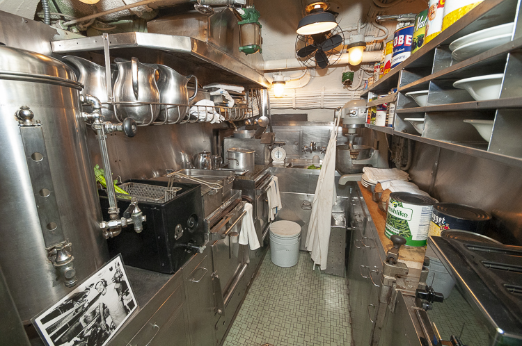 USS COD submarine's galley in the After Battery Compartment
