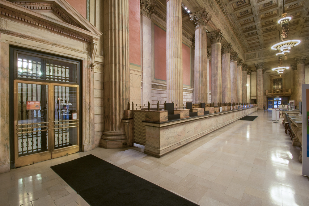 Interior of the bank in the New England Bldg. section of the Garfield Bldg just after PNC bank left.