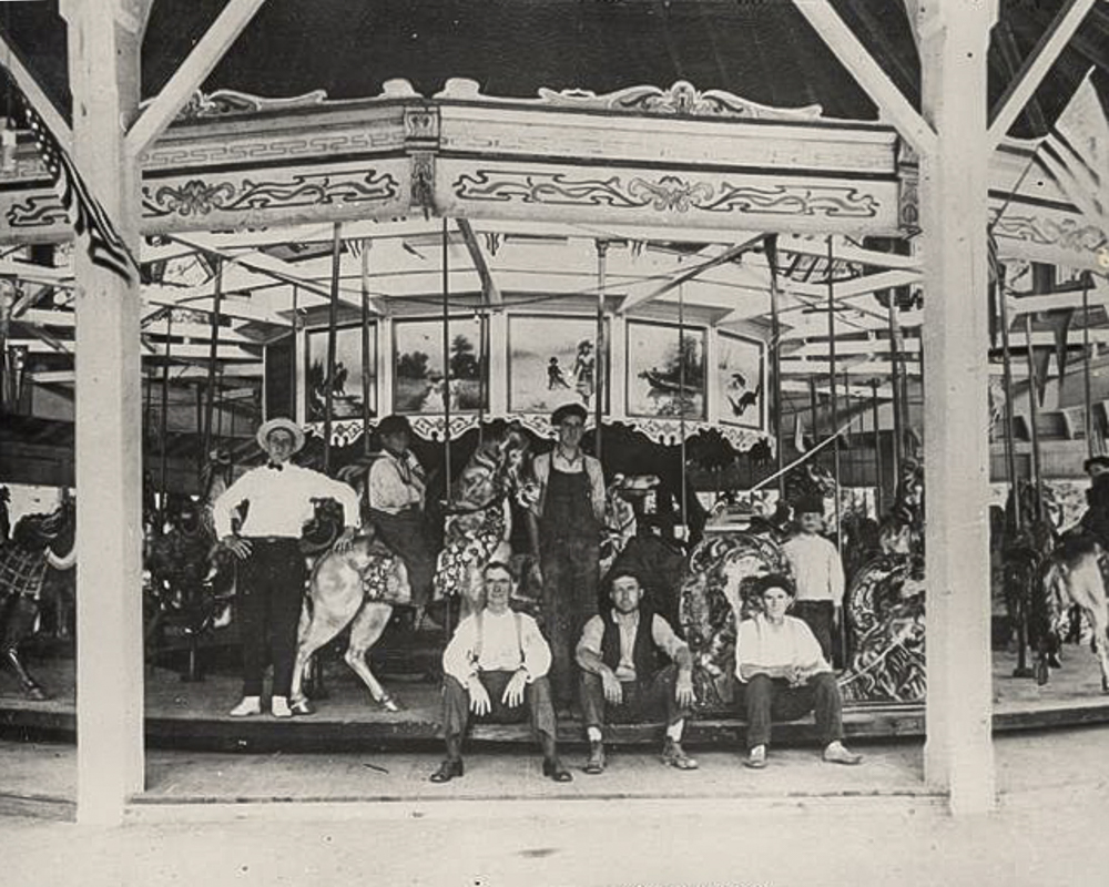 The Philadelphia Toboggan Carousel No. 16 at Puritas Springs Park, which was built by the legendary Eastern Pennsylvania amusement park ride company, ca. 1900’s
