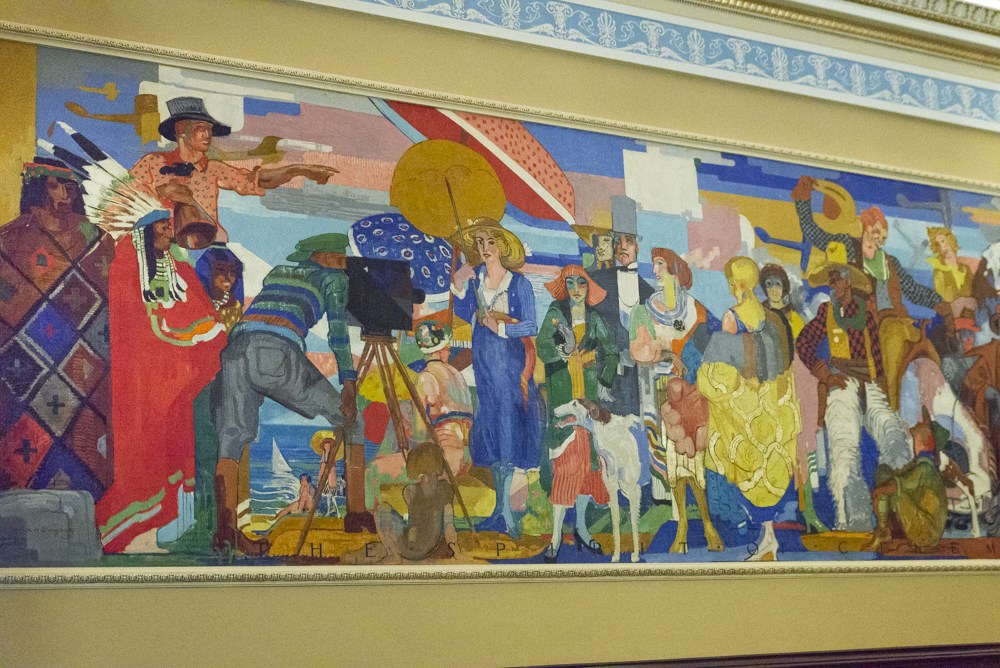 James Daugherty's Spirit of Cinema America Mural painted in 1921 in the Ireland Lobby
