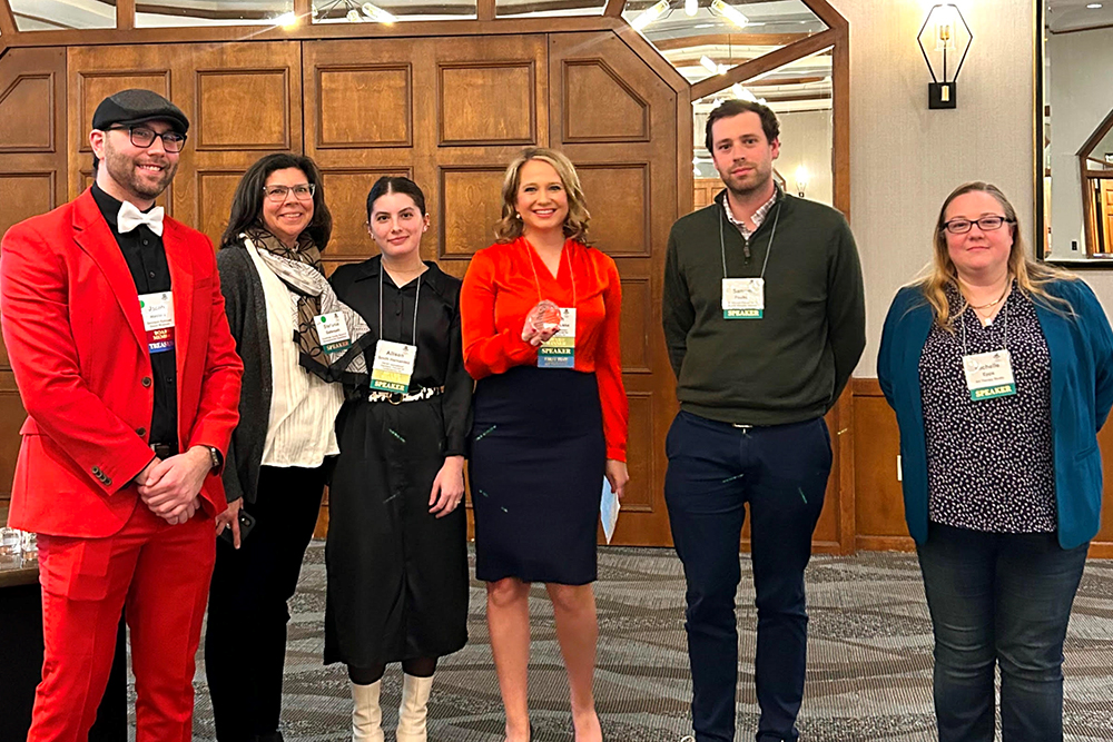 OMA Awards Ceremony (L to R): Jacob Masters (Ohio Museums Association Board President), Stefanie Galbreath (Cuyahoga County Board of Developmental Disabilities Community Development Specialist), Allison Smith Hernandez (FRONT Operations Manager), Sarah Sp