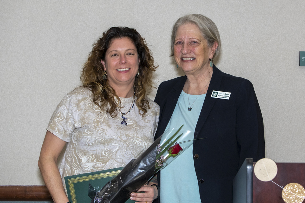 Award winner Lynn Tramonte (left) and Councilor Gail Larson