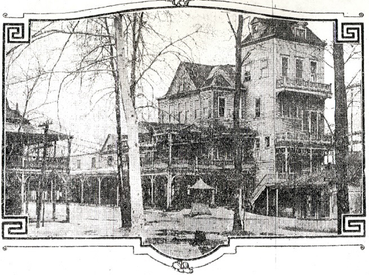The multi-level dance pavilion at Forest City Park. The pavilion played host to a number of dances, speeches, rallies, and conferences.