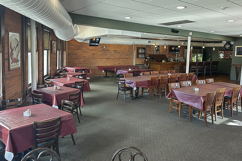 The banquet room at the Flat Iron Café