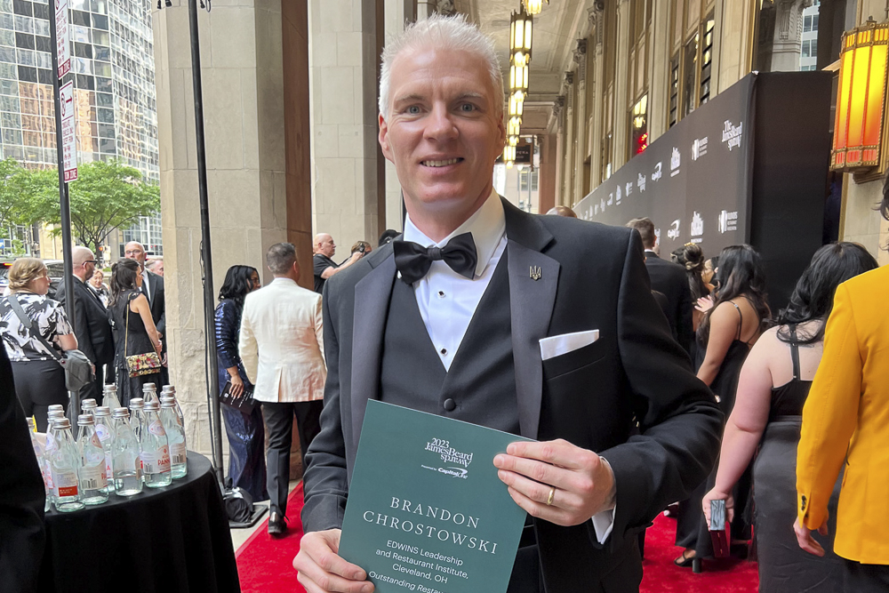 Brandon Chrostowski of EDWINS Leadership Restaurant and Institute founder was a finalist in the James Beard Awards but did not win the Outstanding Restaurateur award at the Chicago ceremony