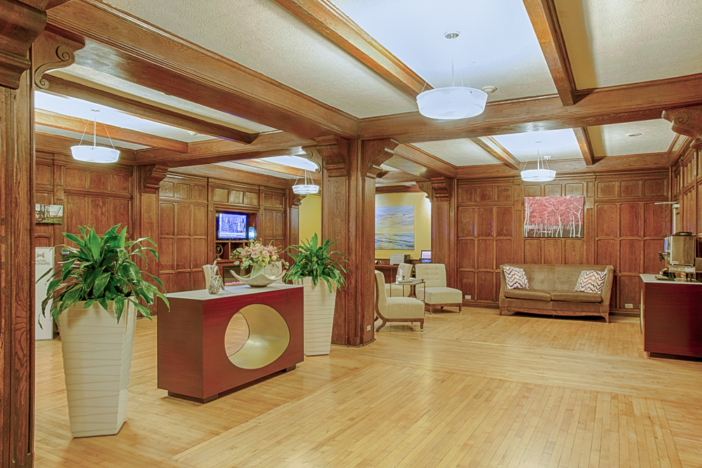 Reception area inside the Carnegie Avenue entrance
