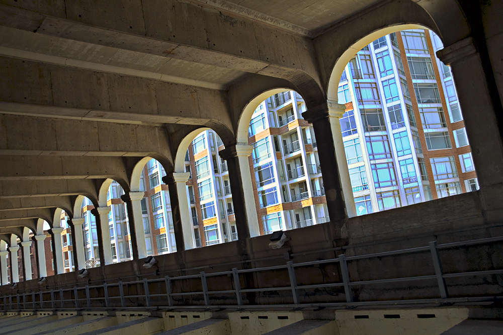 The underside of the Veterans Memorial Bridge (Detroit Superior Bridge)
