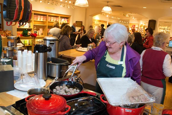 Preparing pork meatball samples from Michael Symon's new book Carnivore