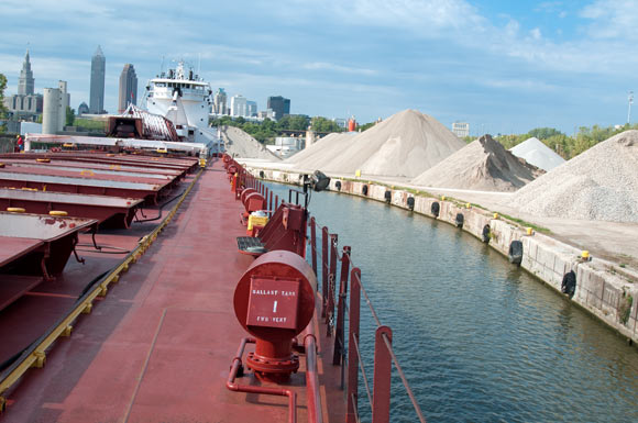 American Courage Ore Freighter on the Cuyahoga River