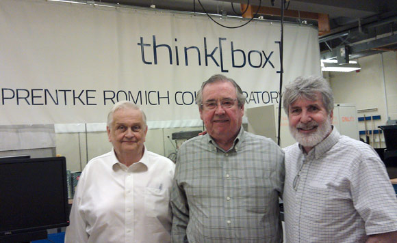 Thinkbox major donor Barry Romich (right) along with major donors JB Richey and Mal Mixon whose names will adorn the Richey-Mixon Building at Case, the future home of Thinkbox