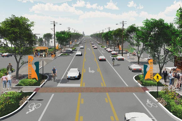 Rendering of the Fleet Avenue green and complete street - courtesy GreenCityBlueLake Institute