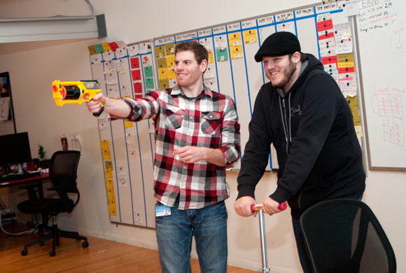 A little dart gun play at  Explorys