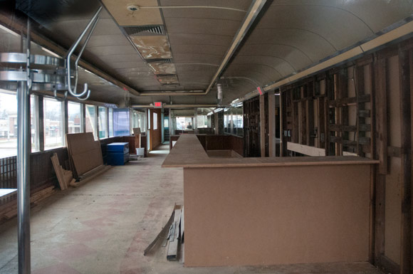 Inside of the future Katz Club Diner under renovation