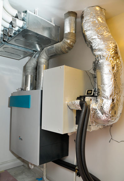 ERV unit (energy recovery ventilator) in the home of Cleveland couple, Linda Butler and Steven Nissen. Photo Bob Perkoski
